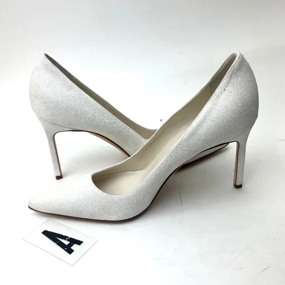 MANOLO BLAHNIK White glitter BB pumps sz 8 - Picture 5 of 14